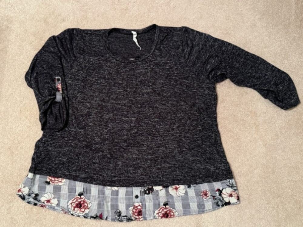 NY Collection Sweater with Blouse Insets, Size 3X